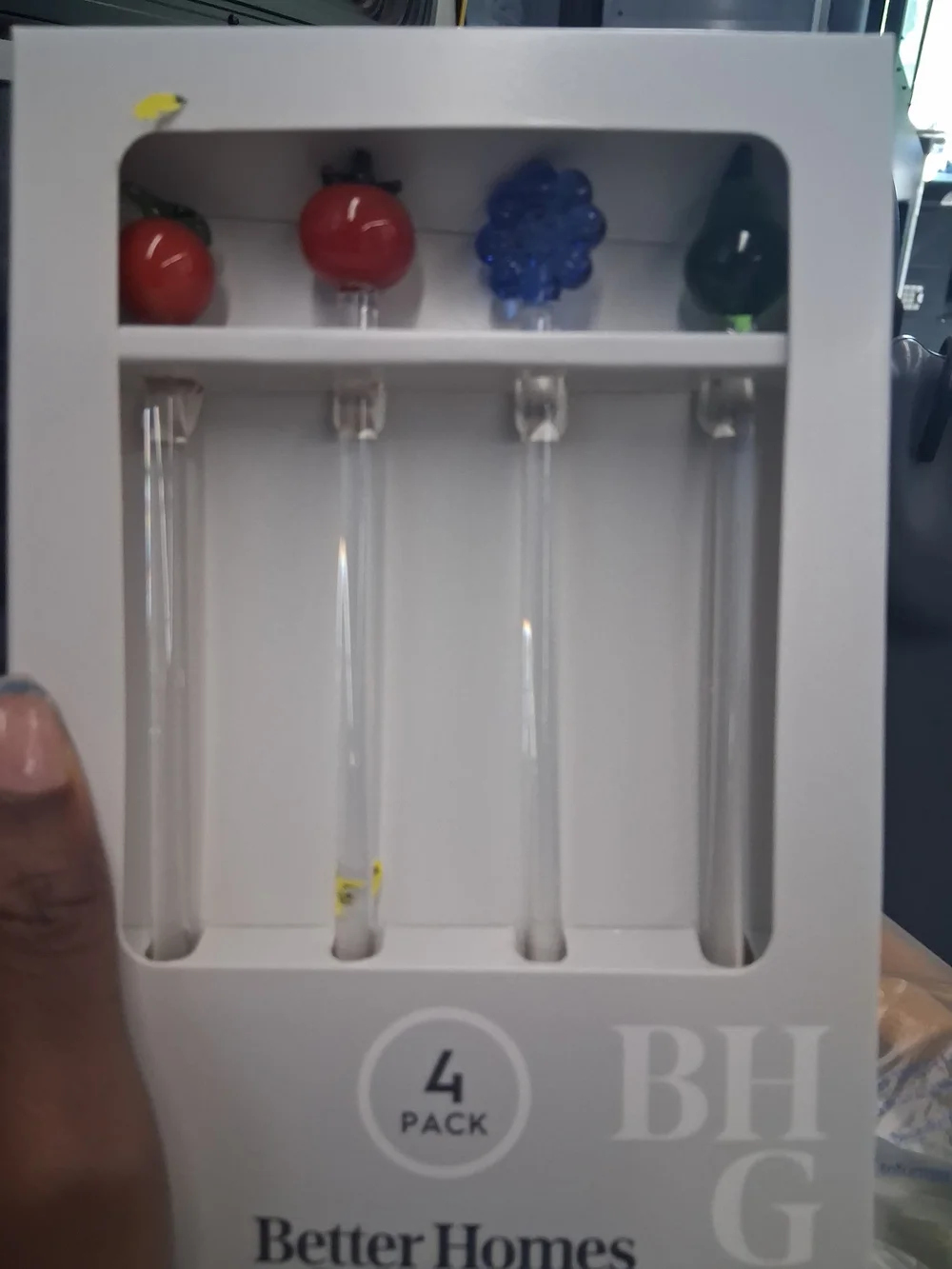 Better Homes And Gardens Glass Stir Sticks with Red, Blue, Green, Yellow Accents
